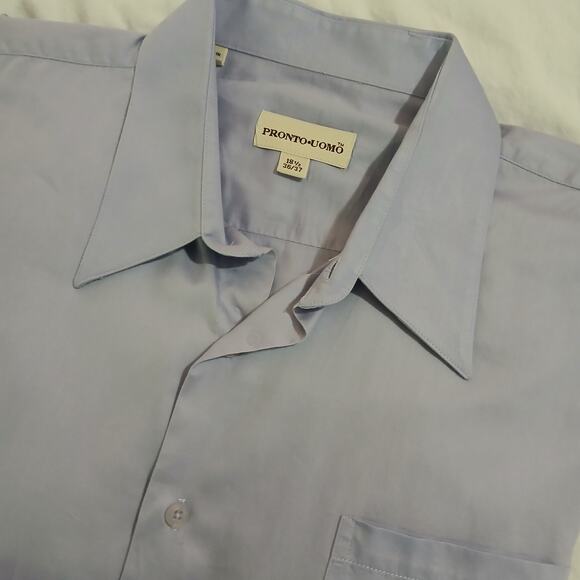 Pronto Uomo Men's Long-Sleeved Lavender Cotton Button-Up Shirt 18 1/2 36/37 - Picture 3 of 12